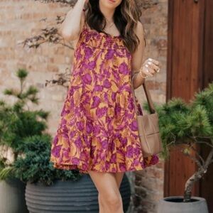 Vestique Shoulder Tie Floral Dress